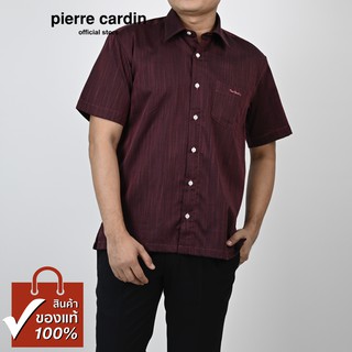 Pierre Cardin เสื้อเชิ้ตแขนสั้น Basic Fit รุ่นมีกระเป๋า ผ้า Cotton 100% [SJJ0231-RE]