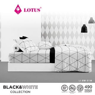 LOTUS ชุดผ้าปู + ผ้านวม รุ่น Black &amp; White ความละเอียด 490 เส้นด้าย ส่งฟรี