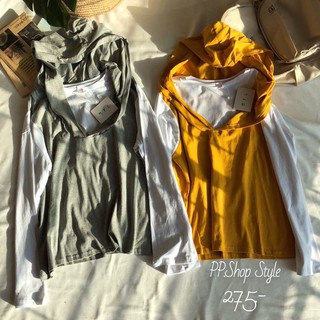 💛แขนยาวฮู้ดดี้สไตล์โคเรียทรง oversize เนื้อผ้าคอตตอนหนา