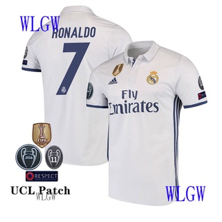 เสื้อกีฬาแขนสั้น ลายทีมฟุตบอล Real Madrid 16 17 ชุดเหย้า สไตล์เรโทร ไซซ์ S - XXL