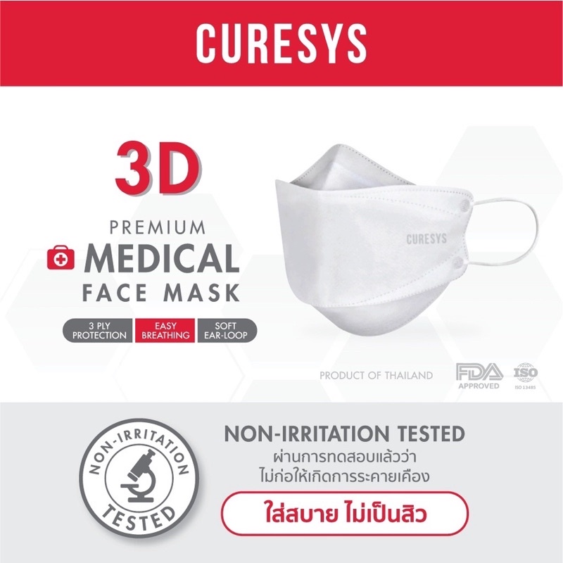 (ส่งในไทย)พร้อมส่ง หน้ากากอนามัยการแพทย์ Curesys(เคียวร์ซิส) 3D Premium ...