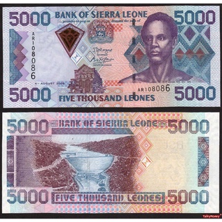 ธนบัตรประเทศ เซียร์รา ลีโอน Sierra Leone ราคา 5000 ชิลลิ่งปี 2006 P-27C สภาพใหม่เอี่ยม 100% UNC ไม่ผ่านการใช้