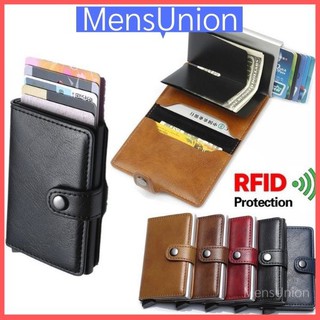 Rfid เคสหนัง อลูมิเนียมอัลลอย พร้อมช่องใส่บัตรวิดีโอป๊อปอัพ แบบบาง