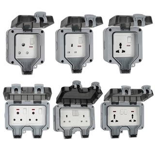 YIN UK/EU Plug Electrical Wall Socket Outdoor Waterproof Dust-proof Power Outlet