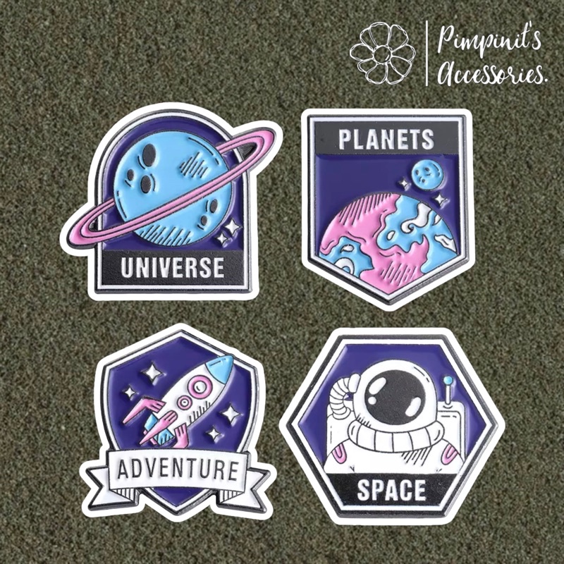 ✿ ร้านในไทยพร้อมส่ง : เข็มกลัดเซ็ทนักบินอวกาศ,จักรวาลและจรวด | Astronaut, Space & Rocket Enamel Broo