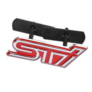 โลโก้ติดกระจังหน้า โลหะ เอสทีไอ ซูบารุ แดง Red STI Car Hood Front Grille Trunk Emblem Badge Sticker For SUBARU