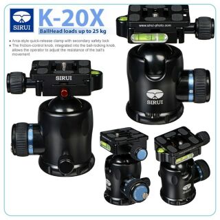 หัวบอล Sirui K20X Ball Head with Quick Release (25Kg) สำหรับขาตั้งกล้องมืออาชีพกล้องslr. สั่งฟรี