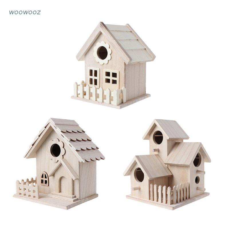 lucky* Wooden Bird House Breeding Cage Fence Box Nest Garden Backyard Home Decoration