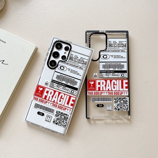 Casetify เคสโทรศัพท์ ซิลิโคนนิ่ม TPU ลายฉลากเปราะบาง สําหรับ Samsung Galaxy S20 S20+ S21 S21+ S22 S22+ Plus Ultra