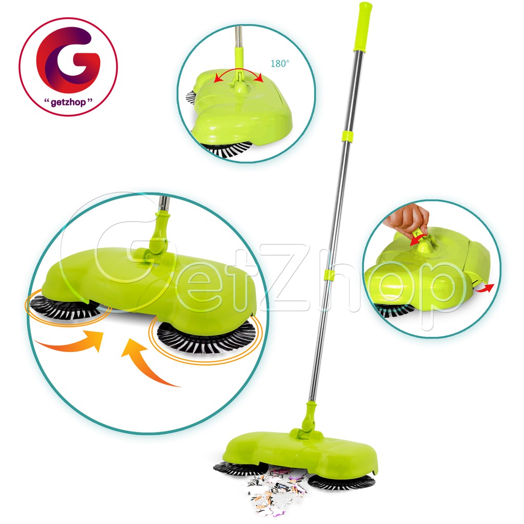 Getzhop ไม้กวาดดูดฝุ่นอัจฉริยะ Peng Shuo รุ่น PS-888 หมุนได้ 360 องศา (สีเขียว)