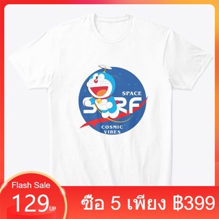 C096 เสื้อสกรีนลายโดเรม่อน NASA เสื้อยืดสีขาว เสื้อเเขนสั้น เสื้อสำหรับผู้ชาย เสื้อผ้าแฟชั่นของผู้ชาย เสื้อสไตล์เท่ห์