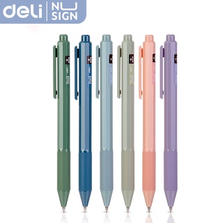 Deli ปากกา หมึกเจล ปากกาแบบกด หมึกดำ 0.5mm เครื่องเขียน อุปกรณ์การเรียน การจัดส่งแบบสุ่ม Gel pen-home.you