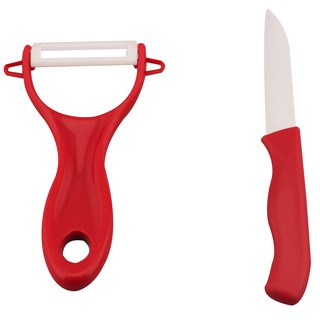 GetZhop Ceramic Knife Set ชุดมีดเซรามิก มีดปลอกผลไม้ (Red)