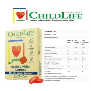 ChildLife, Healthy Vision SoftMelts, Natural Berry Flavor, 27 Tablets