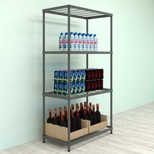 MK029361 ชั้นวางของ 4ชั้น 90x45x160 เส้นลวดตรง สีดำ 1ชิ้น/ออเดอร์