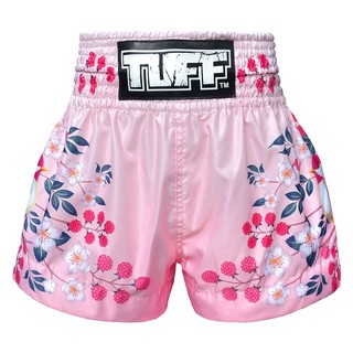 TUFF มวยไทย กางเกงมวยไทย สีชมพู TUFF Muay Thai Boxing Shorts New 2019 Collection Pink Plum Blossom with Nightingale Bird