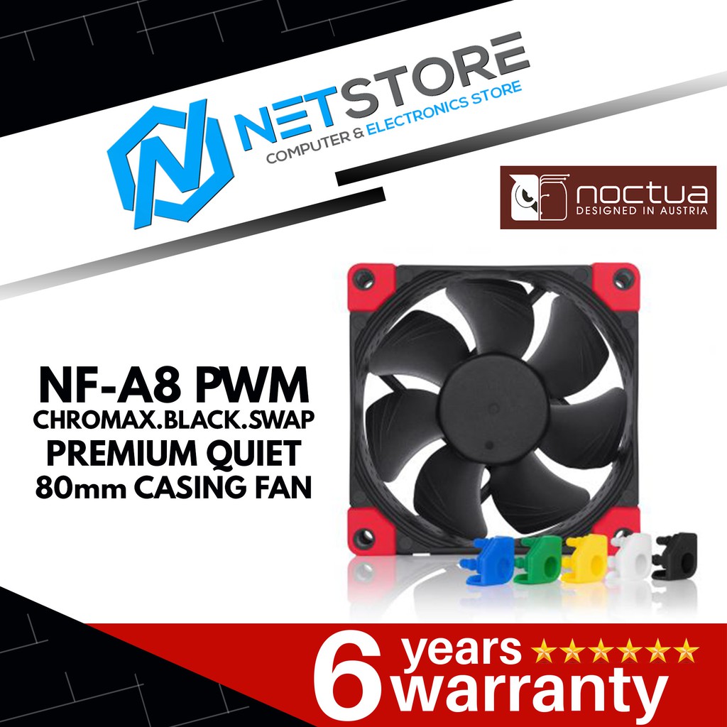 NOCTUA NF-A8 PWM CHROMAX.BLACK.SWAP PREMIUM QUITET 80mm CASE FAN - NF-A8 PWM CH.BK.S