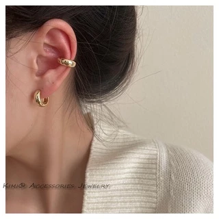 ชุดเครื่องประดับ ต่างหูห่วงทอง 14k แบบไม่เจาะ สําหรับผู้หญิง