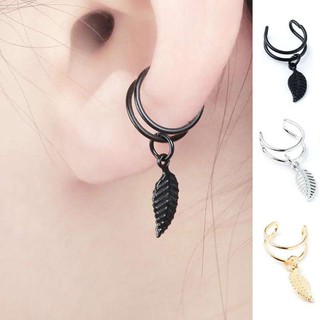 ต่างหู ไม่ต้องเจาะหู ตุ้มหู Ear Cuff Wrap Earrings Leaves Jewelry Piercing Clip On Earrings Triangle Cartilage - 1 ข้าง