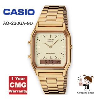 Casio Standard รุ่น AQ-230GA-9DMQ สายสแตนเลสสีทอง ของแท้ 💯% ประกันศูนย์ CMG