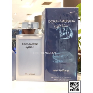 น้ำหอมแท้ DOLCE &amp; GABBANA LIGHT BLUE FOR WOMEN EAU INTENSE EAU DE PARFUM SPRAY 100 ML ของใหม่ กล่องขายซีล เหมือนกับห้าง