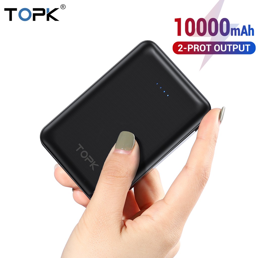 TOPK 10000 mAh Power Bank Dual USB Mini Power Bank Portable Charger Power Bank