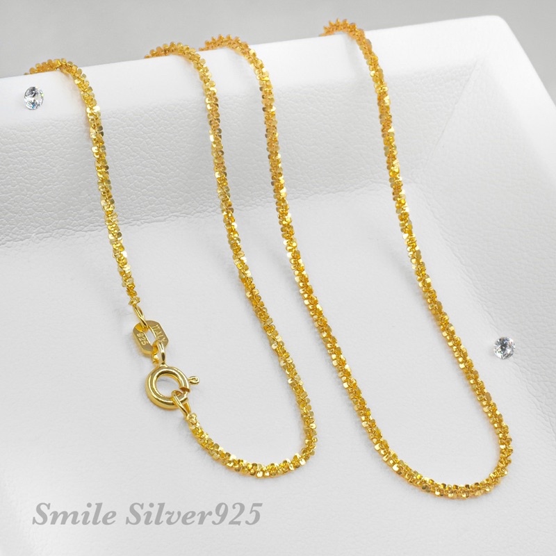 สร้อยคอ ลายเดซี่ 1.4มิล เงินแท้ 92.5% Italy ชุบทอง18k / ชุบทองคำขาว