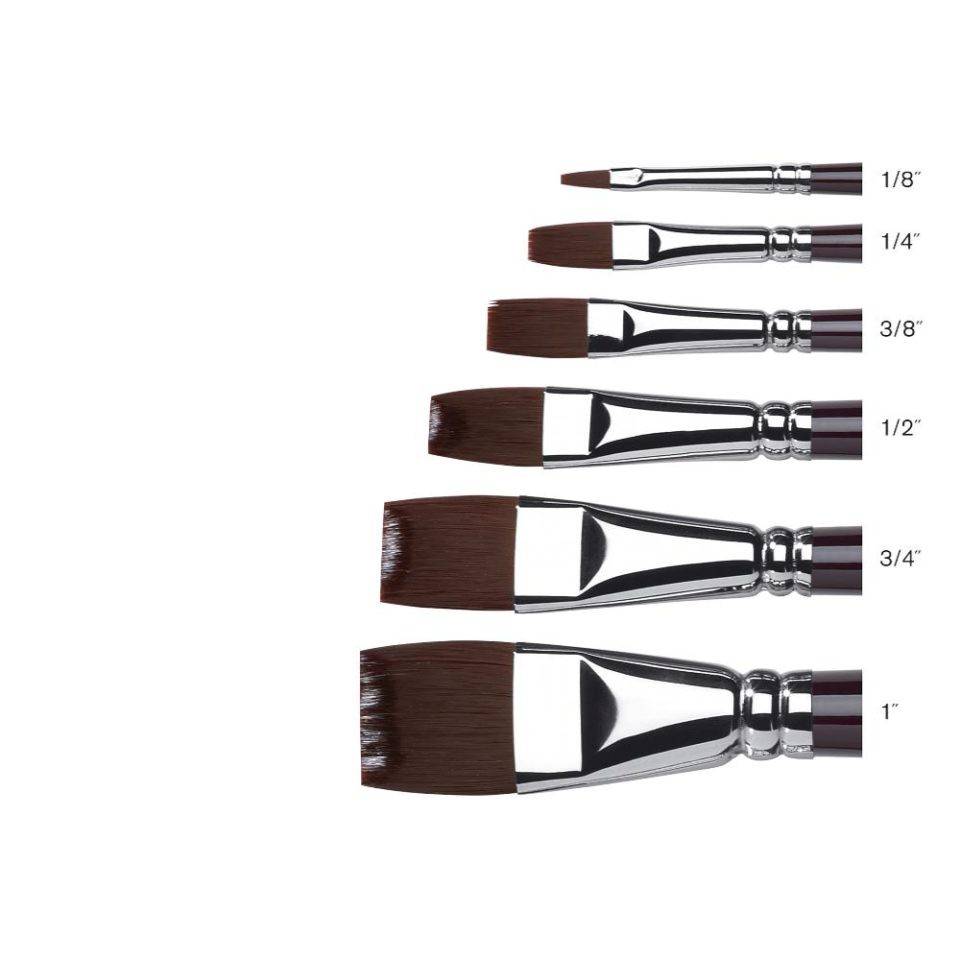 Winsor & newton galeria short handle one stroke/wash flat acrylic brush I พู่กันสีอะคริลิกแบนขนยาวด้ามสั้น