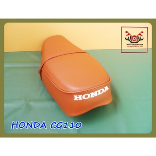 HONDA CG110 DOUBLE SEAT COMPLETE "BROWN" with "RED" STITCHING // เบาะรถมอเตอร์ไซค์ สีน้ำตาล ผ้าเรียบ เดินด้ายแดง