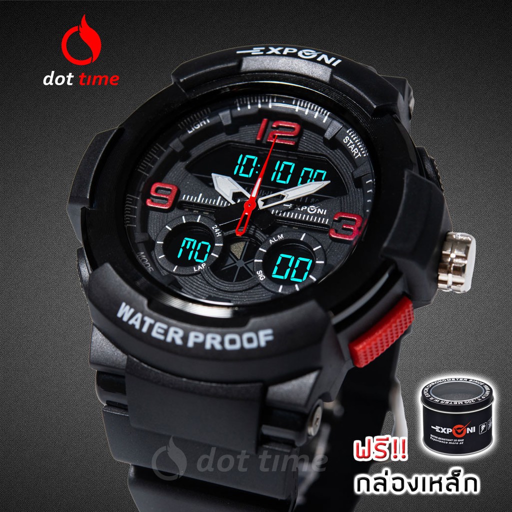 นาฬิกาข้อมือชาย EXPONI 'EP23SBL' Shock&amp;Water-Resistance Sport Watch