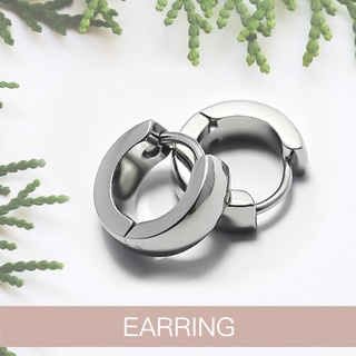 จิวหู ห่วงล็อคมน สแตนเลส &lt;-Earring Wide Huggie Hoop Stainless Steel—&gt;