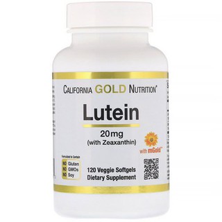 California Gold Nutrition Lutein 20mg (with Zeaxanthin) 60 softgels