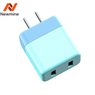 Newmine 5V2A ที่ชาร์จแบบสองรู USB หัวชาร์จโทรศัพท์มือถืออเนกประสงค์ อะแดปเตอร์สีได้รับการรับรอง CE หัวชาร์จมือถือแบบชาร์จเร็ว หัวชาร์จ Apple Android Huawei