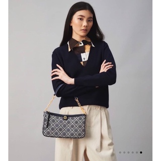 แท้💯%👜 Tory T Monogram Jacquard Zip shoulder Bag(Outlet Shop)