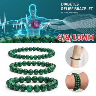 สร้อยข้อมือลูกปัดหินมาลาไคต์ธรรมชาติ 6/810 มม. / บรรเทาความเครียด สร้อยข้อมือยืด รักษาตัวเอง / ของขวัญอุปกรณ์เสริมที่สมบูรณ์แบบ สําหรับเพื่อนสัมพันธ์