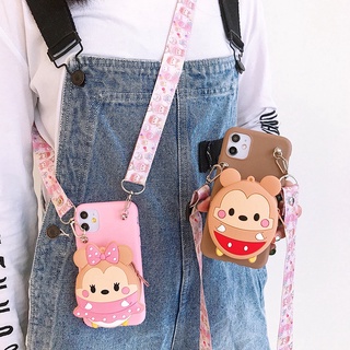 เคสป้องกันโทรศัพท์มือถือ แบบนิ่ม ลายการ์ตูนมินนี่ และมิกกี้ เมาส์ มีกระเป๋าใส่เหรียญ สําหรับ IPHONE 13 PRO MAX 12 MINI 11 X XS MAX XR 5 5S 6 7 8 PLUS