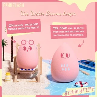PINKFLASH ฟองน้ำแต่งหน้า รูปทรงหยดน้ำ สีชมพู