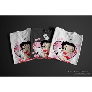 พร้อมส่ง!! เสื้อยืด Oversize คอกลมแขนสั้น ดีเทลลายเบ๊ตตี้ บู๊พ Betty Boop Heart