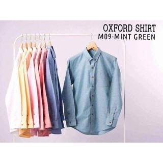 เสื้อเชิ้ตผ้า oxford  สีเขียวมิ้น