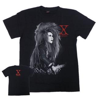 ผ้าฝ้ายคอกลมX JAPAN Japanese Rock Guitarist HIDE Mported Band Rock Metal Short-sleeved Mens Tops Tees Cal Style T-shirt