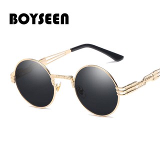 BOYSEEN แว่นตากันแดดผู้หญิงแว่นตาตัดโลหะ steampunk ผู้ชายใส่แว่นกันแดด UV400 รอบกระจกคุณภาพสูง 7768