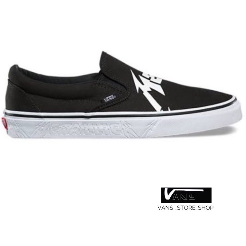 VANS SLIP ON X METALLICA BLACK WHITE SNEAKERS สินค้ามีประกันแท้