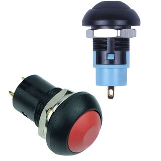 On-Off Latching Waterproof 12mm Push Button Switch SPST 2A IP67, Black