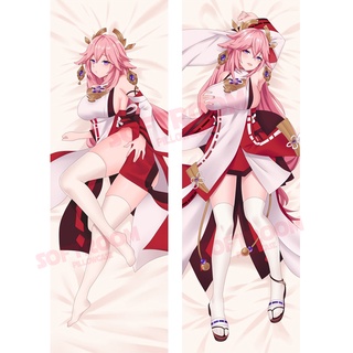 Yae Miko Genshin Impact Dakimakura ปลอกหมอน แบบนิ่ม ลายอนิเมะญี่ปุ่น Otaku ขนาด 50x150 ซม. สําหรับโซฟา เตียง DK2504