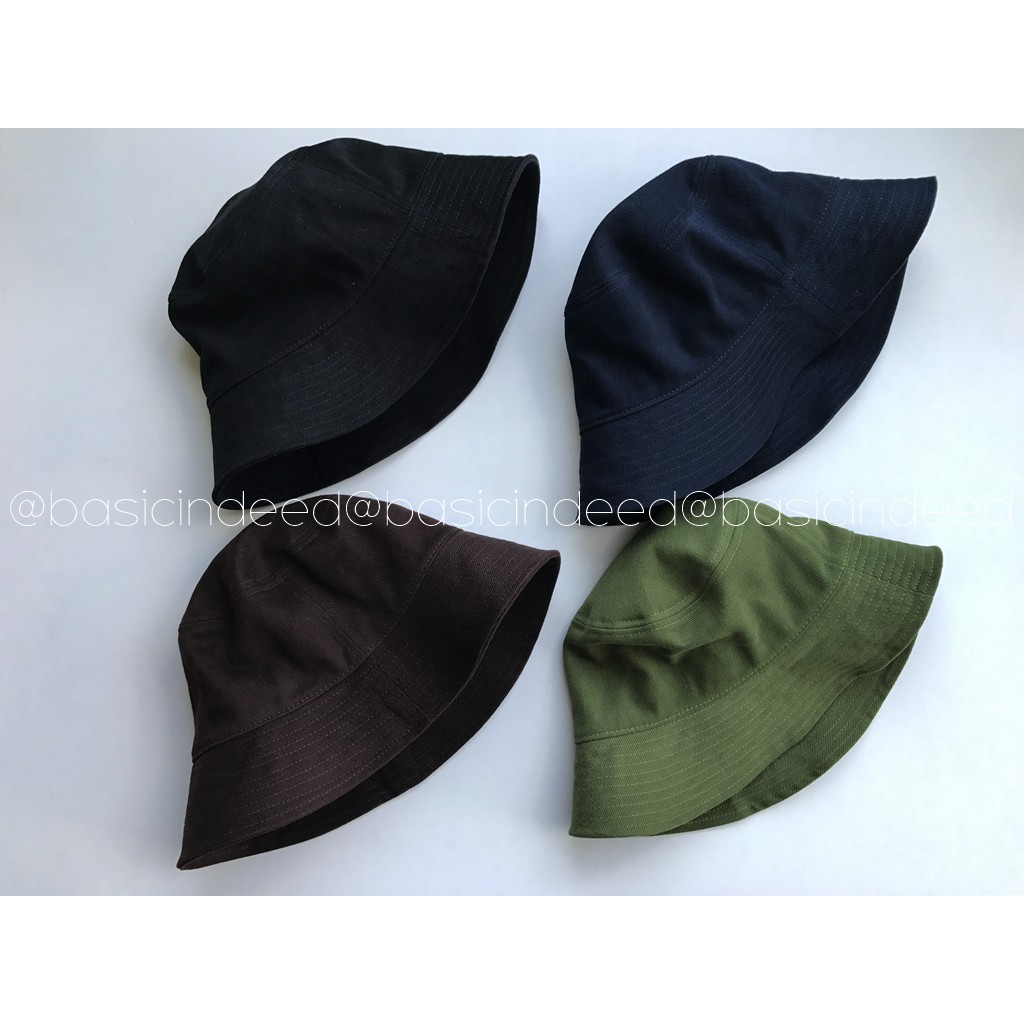 Basic Indeed Bucket Hat 57 cm หมวกบักเก็ต *รุ่นไม่มีสายคล้อง* 57ซม.หมวกปีกรอบ บัคเก็ตสีพื้น งานไทย ออกใบกำกับภาษีได้