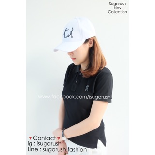 --เสื้อยืดโปโลสีดำคอปก ผ้าใส่สบายอSugarush SlimFit Polo--