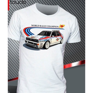 คอลูกเรือเสื้อยืดแขนสั้นลําลอง พิมพ์ลาย Lancia Delta Martini Evoluzione Hf Integrale Rally Legend สีขาว สําหรับผู้ชายS-5