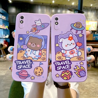 Astronaut Rabbit Bear cartoon 🔥 เคส xiaomi9a redmi note9 pro xiaomi 10t 10t pro redmi note7 note8 note9 note9 pro xiaomi10 xiaomi11 xiaomi9t xiaomi9t pro k20 POCO X2 REDMI K30 POCO F3 REDMI K40Soft case phone เคสโทรศัพท์ขอบตรงลายดอกไม้ย้อนยุค