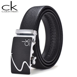 Calvin Klein Mens เข็มขัดอัตโนมัติ auto locking CK 100% ของแท้วัวหนังธุรกิจเข็มขัด （ชุดgiftsetพร้อมกล่อง+ถูงหิ้ว）