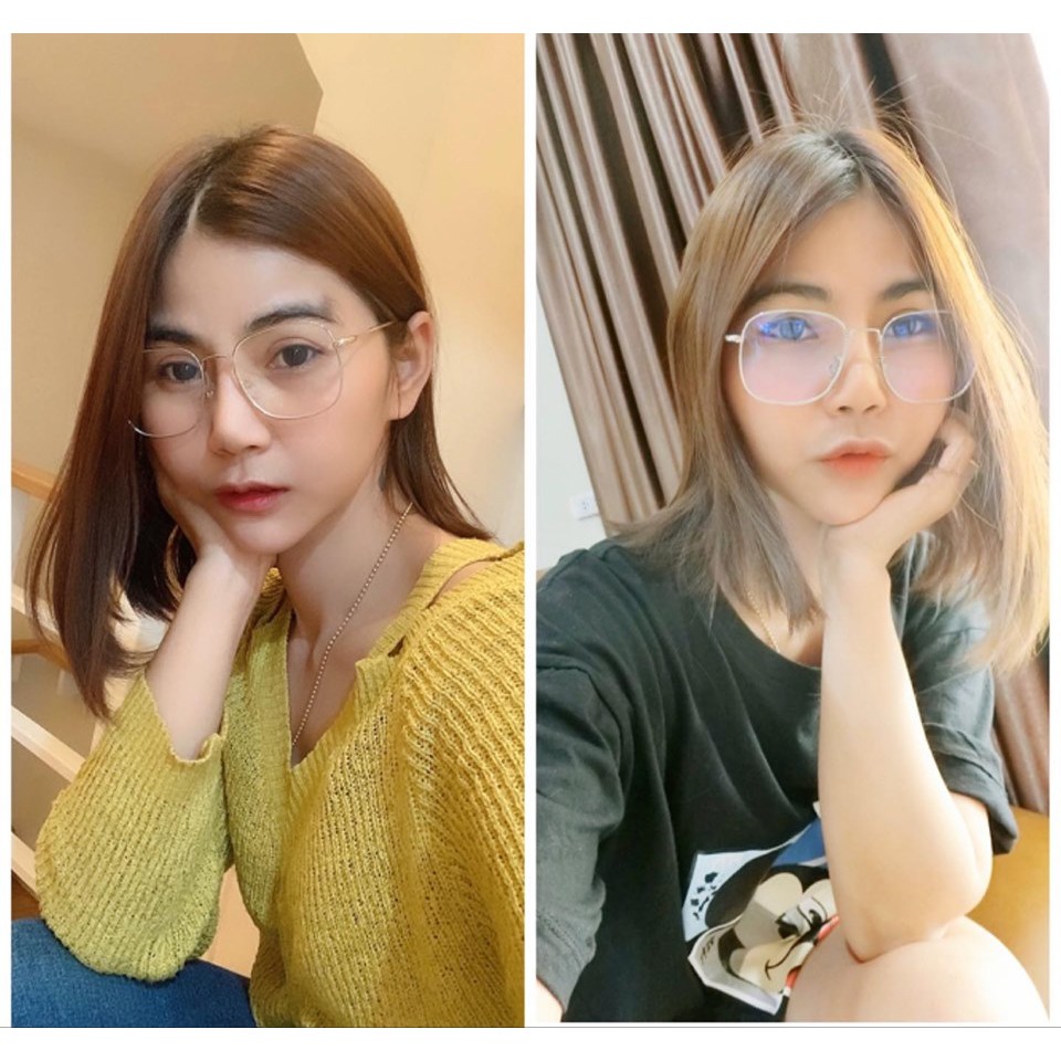 แว่นสายตาสั้น กรองแสงคอมและมือถือ เลนส์มัลติโค๊ต(-50 ถึง -400 )ทรงสี่เหลี่ยมใหญ่(กรอบพร้อมเลนส์สายตาสั้น) แถมซองหนัง+ผ้า